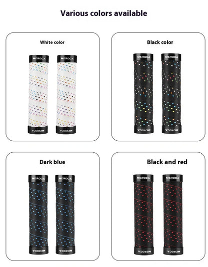 Lockable bicycle handlebar covers with anti-slip winding pattern in black-red colour combination