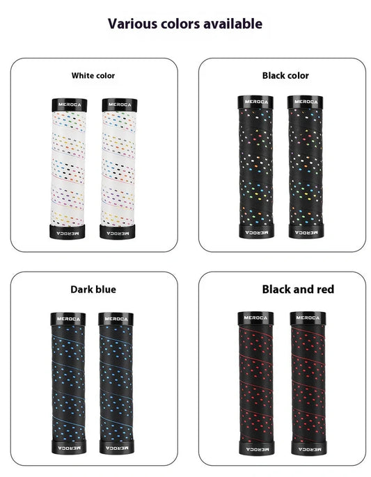 Lockable bicycle handlebar covers with anti-slip winding pattern in black-red colour combination