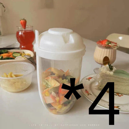 Modern minimalist salad cup with fork and cover in four colours, 1000ml capacity