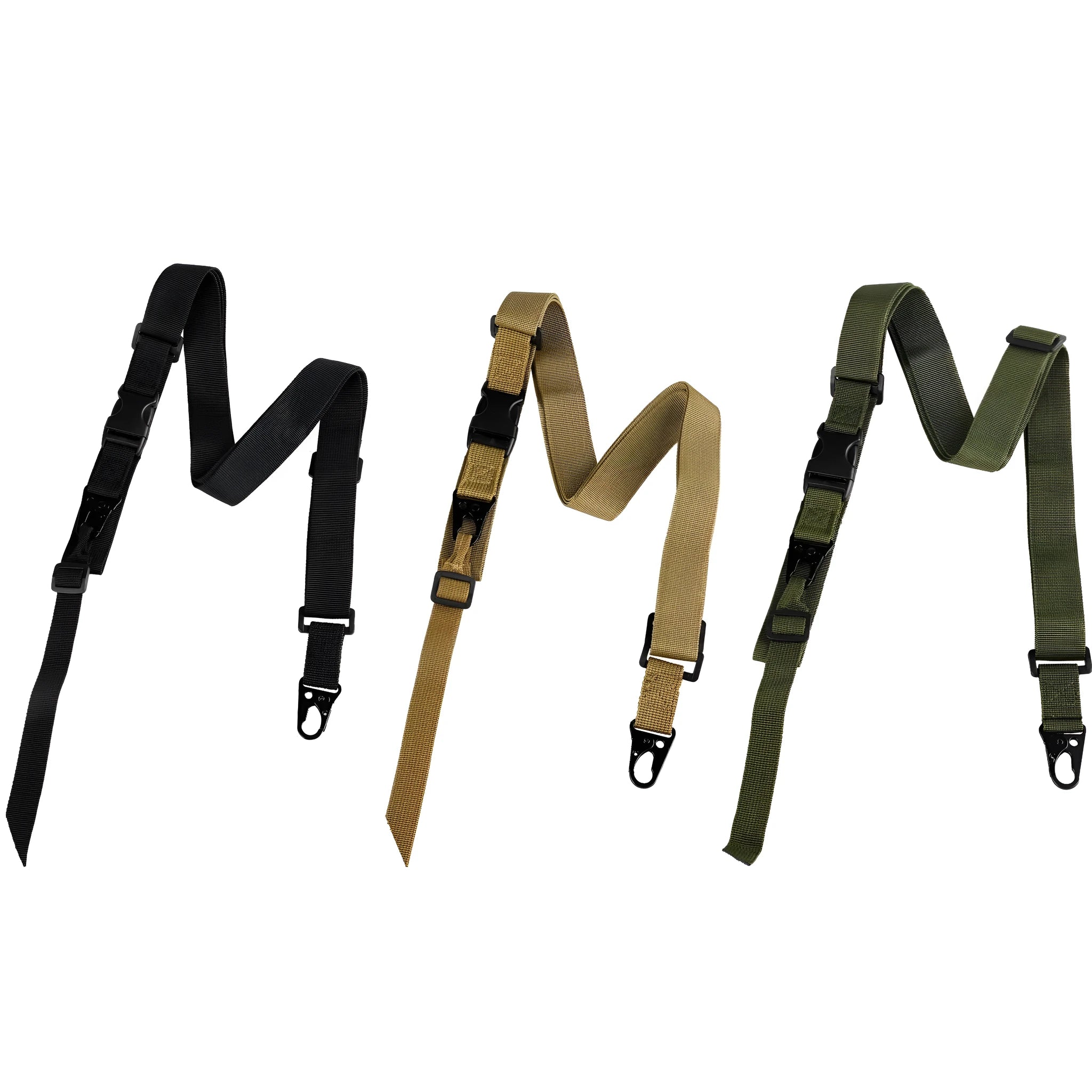Nylon crossbody sling strap with alloy buckle in army green colour showing 148cm length