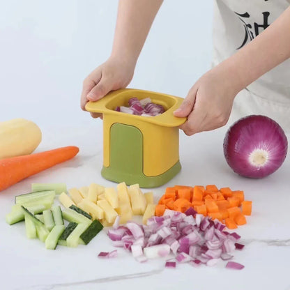 Premium vegetable chopper with various slicing blades and a sturdy plastic frame, perfect for quickly and easily preparing a variety of vegetables