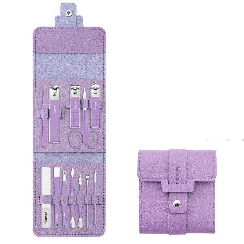 Premium 16-Piece Manicure and Pedicure Tool Set in Portable PU Leather Case