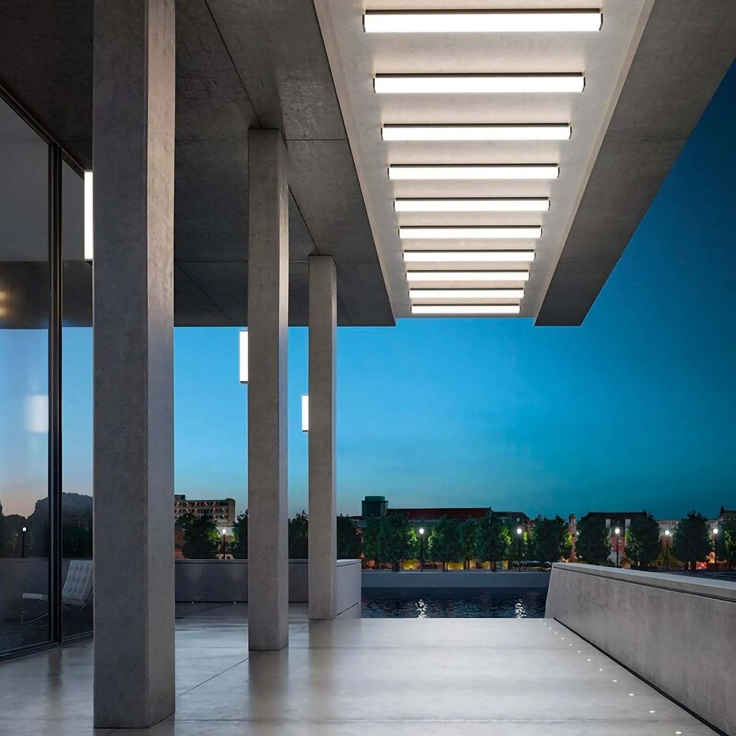 Outdoor wall light with LED strip, stainless steel and PC construction, IP65 waterproof rating