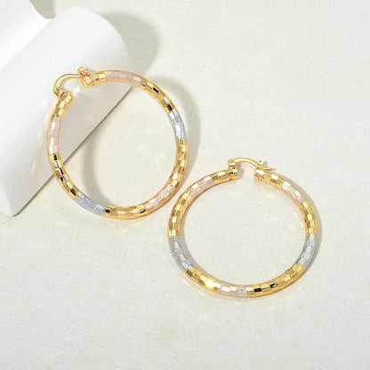 Gold geometric alloy earrings with ring detail, perfect for modern styling