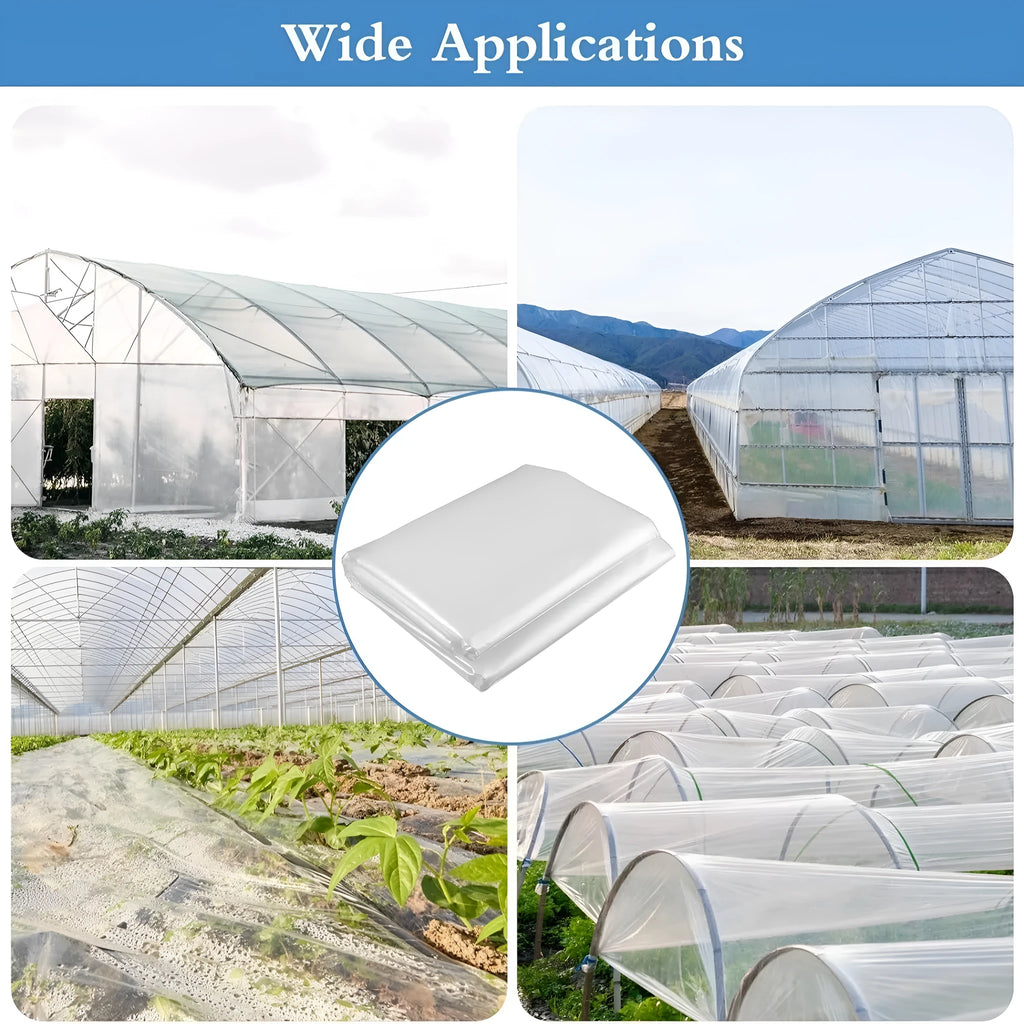 Clear plastic greenhouse cold film roll for vegetable shed insulation, 4x8 metre size.