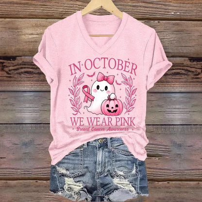 Women's printed V-neck short sleeve top in street hipster style with multiple colour options