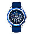 Men's black smart bracelet watch with silicone band and round touch screen display.