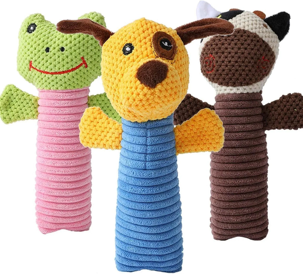 19cm squeaky stuffed animal dog chew toy in animal shapes with soft cleaning texture