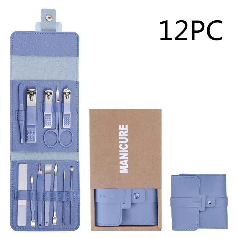 Premium 16-Piece Manicure and Pedicure Tool Set in Portable PU Leather Case