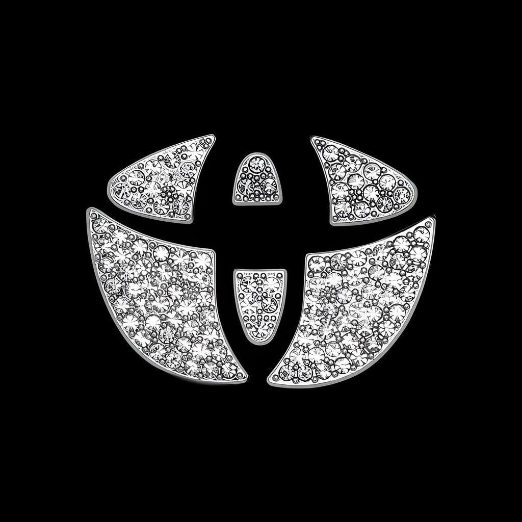 Zinc alloy diamond decorative sticker for Toyota car steering wheel with metallic finish