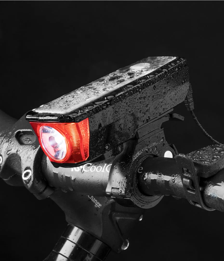 Solar horn light in black red with T6 lamp beads and 120dB speaker, 107x40x35mm