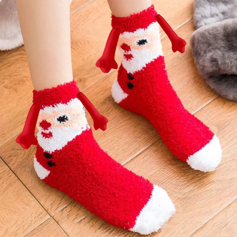 Christmas couple socks with magnetic suction feature in various animal patterns