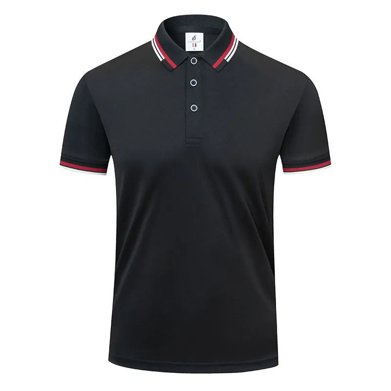 190g ice cotton lapel short sleeve men's top in bean green, front view