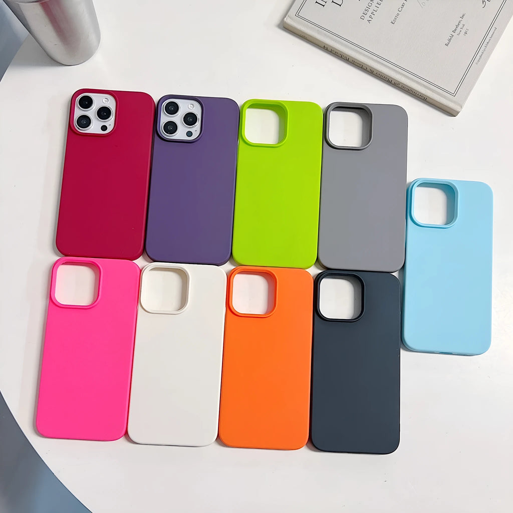 Solid colour half-pack TPU phone case with matte cover finish in RW Black, side and back view