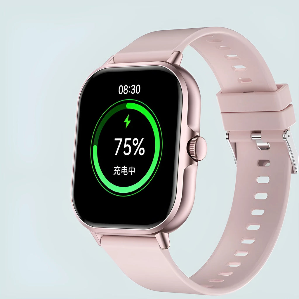 Bluetooth calling smart watch with HD large TFT screen, black colour variant, touch button operation, worn on wrist