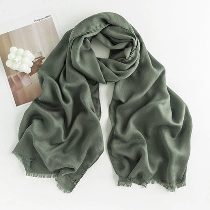 Herringbone pattern artificial cashmere scarf in various colours with tassel fringe