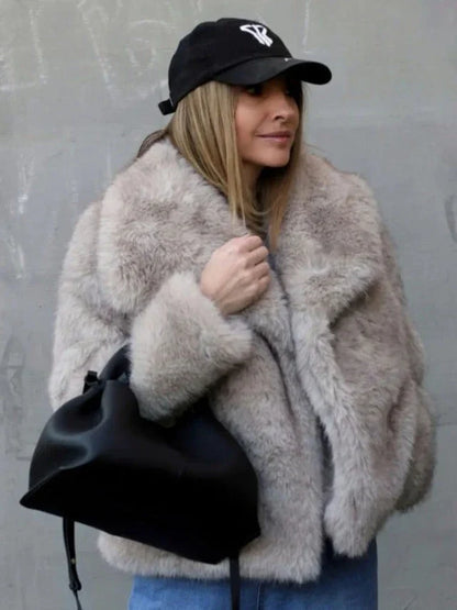 Cozy plush winter coat for women, available in a range of stylish colors