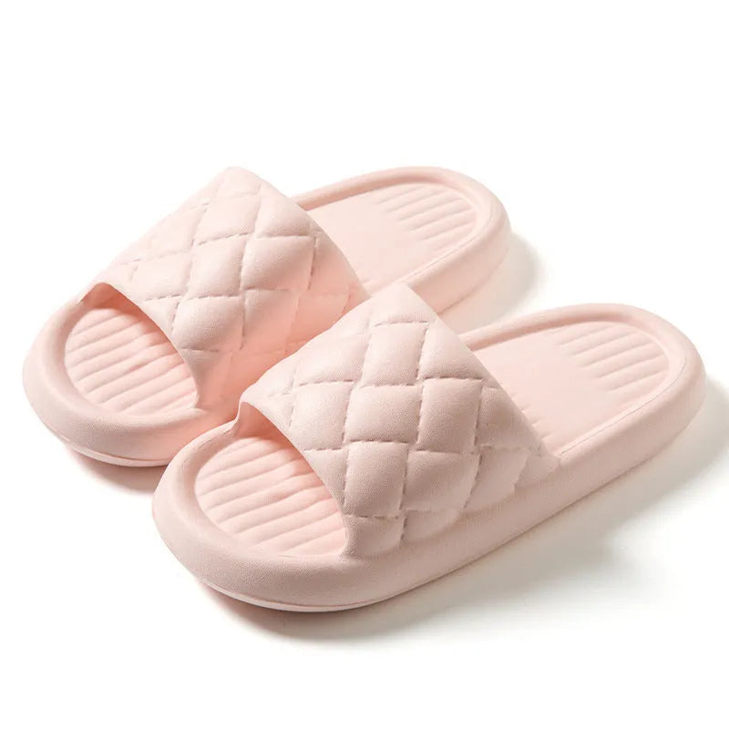 Rhombus pattern non-slip EVA house slippers for men and women, summer lightweight bathroom footwear