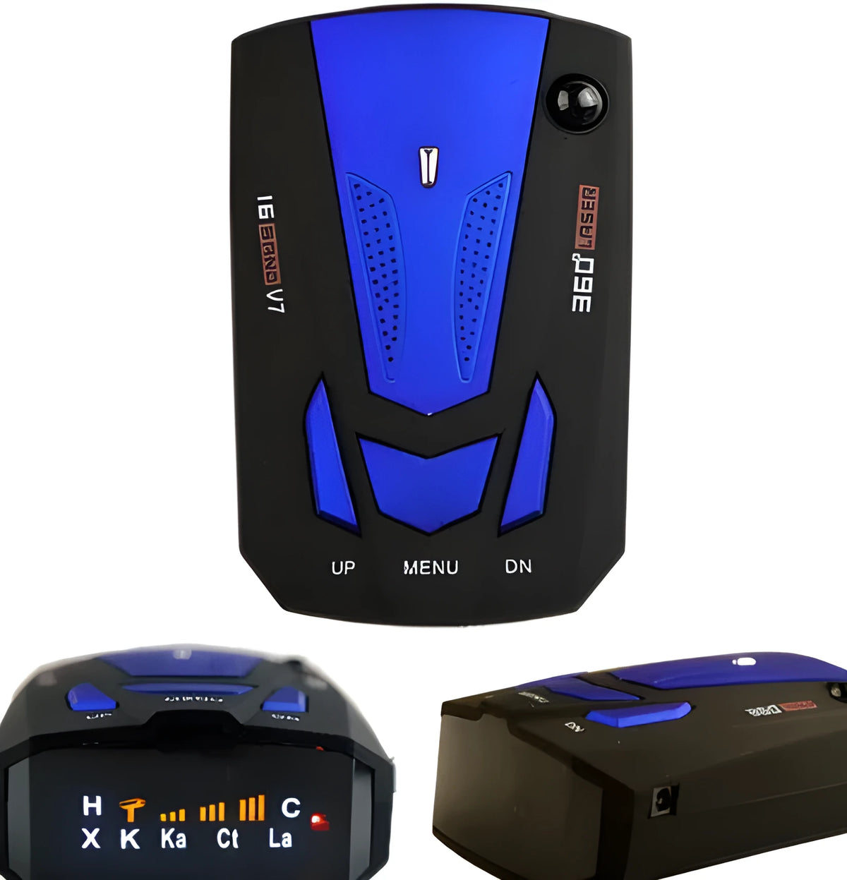 Electronic Dog V7 black vehicle radar detector with LED display and 360 degree scan