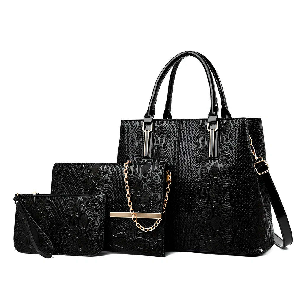 Black horizontal square women's messenger bag in PU with zipper top, single adjustable strap, and car suture edges - 25cm wide shoulder tote