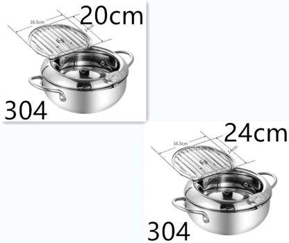 Stainless steel folding frying basket with thermometer for perfect frying