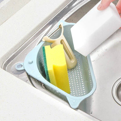 Kitchen sink triangle storage rack for sponges and soap with quick-drying design