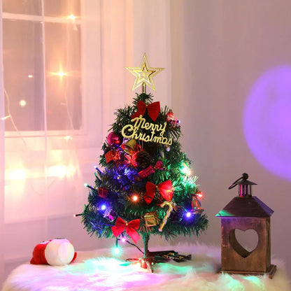 Mini Christmas tree with LED lights and festive decorations, 50cm tall