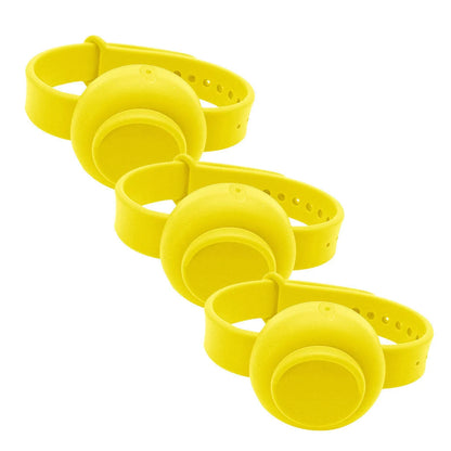 Portable Silicone Disinfectant Bracelet available in yellow, red, green, blue, black, and pink