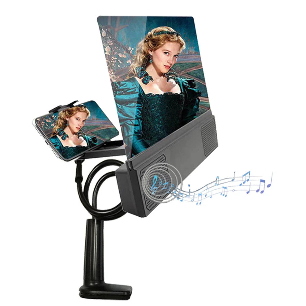 12-inch mobile phone screen amplifier with audio support, adjustable gooseneck stand