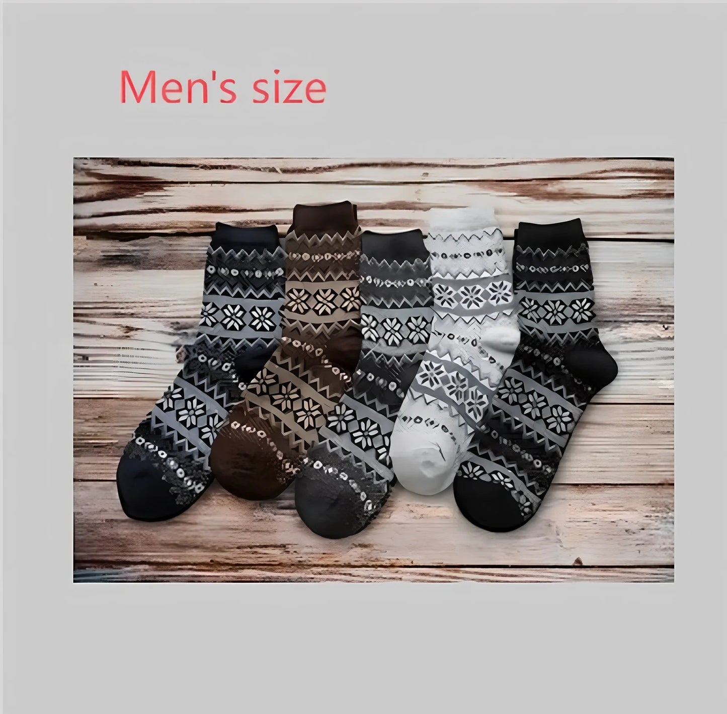 Pack of 5 thick stripe wool blend socks in various colours, featuring 15% rabbit hair for winter warmth, fitting sizes 39-42