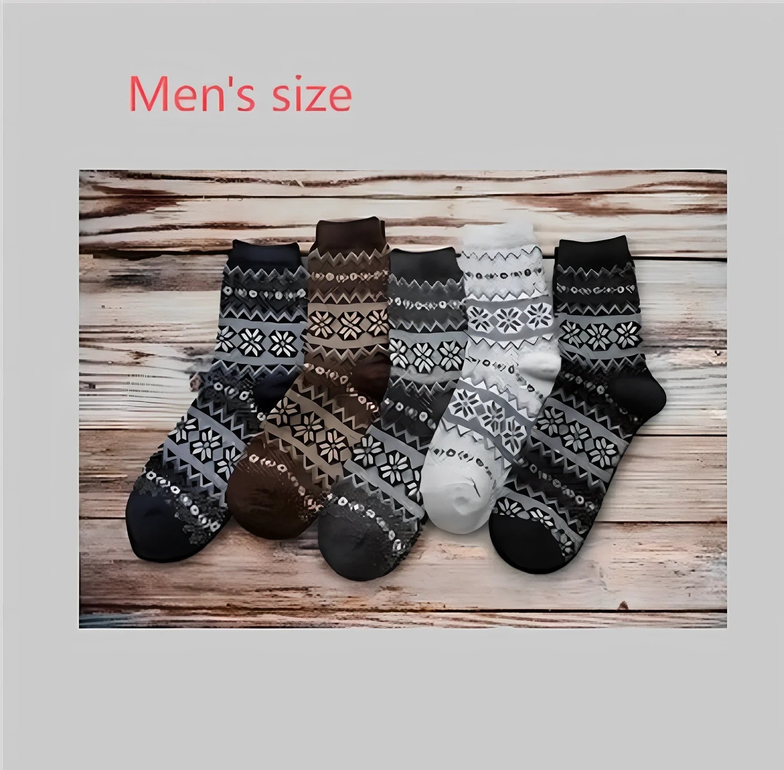 Pack of 5 thick stripe wool blend socks in various colours, featuring 15% rabbit hair for winter warmth, fitting sizes 39-42