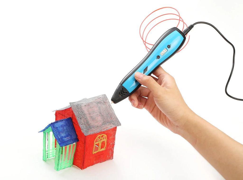 Children's 3D printing pen in blue with LCD screen and ceramic nozzle for ABS PLA filament