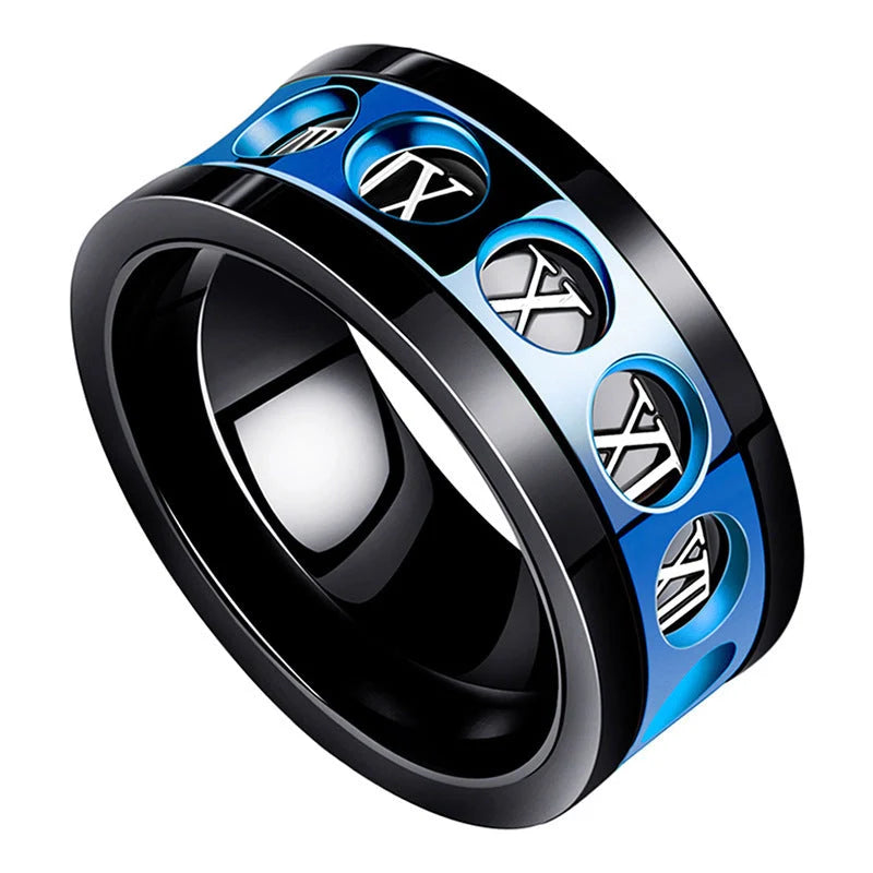 Titanium steel personality ring in various colours and designs, showcasing hip hop simplicity