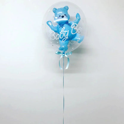 Bear transparent lifting balloon in pink and blue, durable nylon material, 59X69 cm