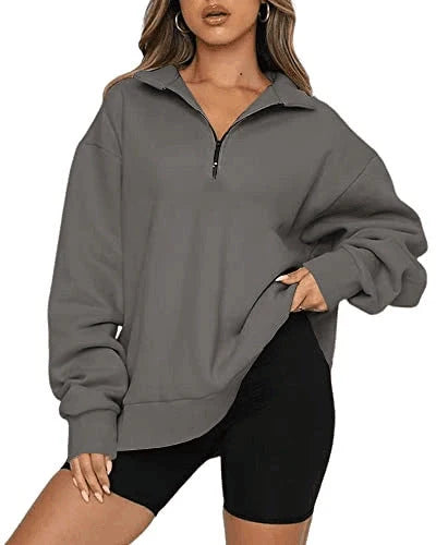 Women's zip turndown collar sweatshirt in various colours