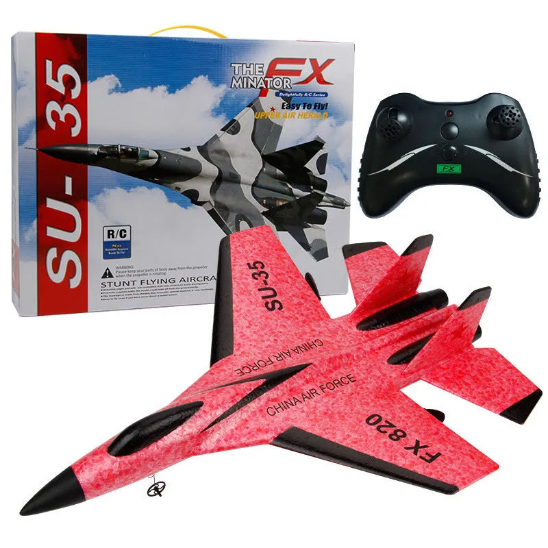 Fixed-wing educational RC plane in blue, 390x280x80mm with 2.4G remote control