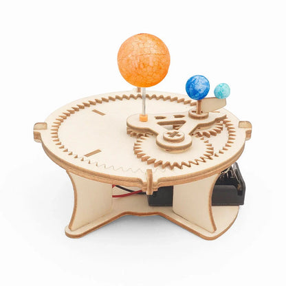 Wooden solar system model kit featuring Earth, Sun, and Moon for educational play