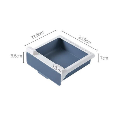 Under cabinet hanging storage box for kitchen utensils in white, green, and blue