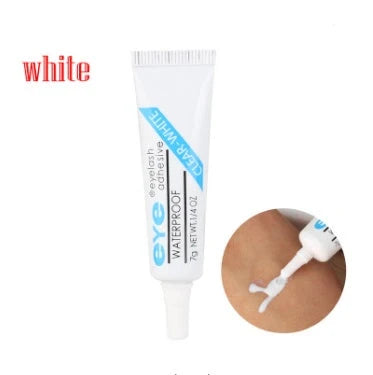 Professional false eyelash glue in black and white for natural, long-lasting eye makeup