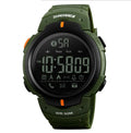 50mm round smart watch with black or army green PU strap and stainless steel buckle