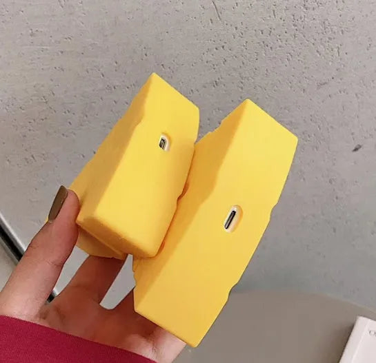 Yellow silicone protective cover for Apple AirPods 1st/2nd generation and AirPods Pro 3rd generation wireless Bluetooth earphone case