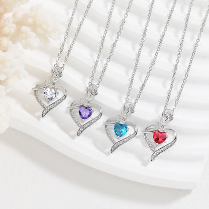 Rose heart-shaped necklace with sparkling rhinestones, a perfect Valentine's Day gift