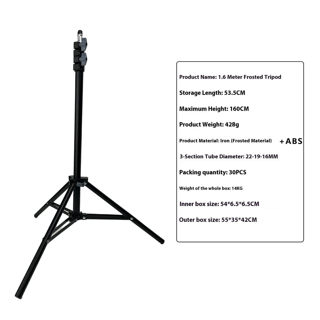 Mobile phone tripod light stand with frosted finish and phone holder attached