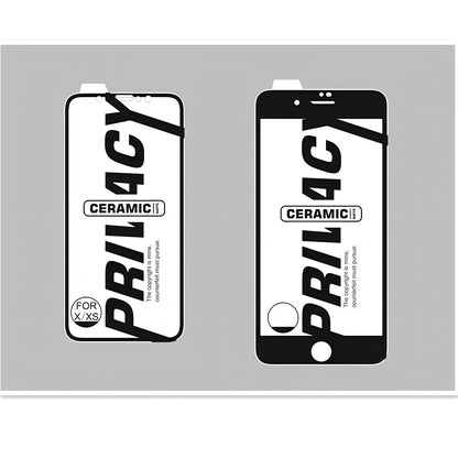 Black ceramic matte anti-peep screen protector applied to iPhone 13 with 30-degree privacy shielding and PET high-definition finish