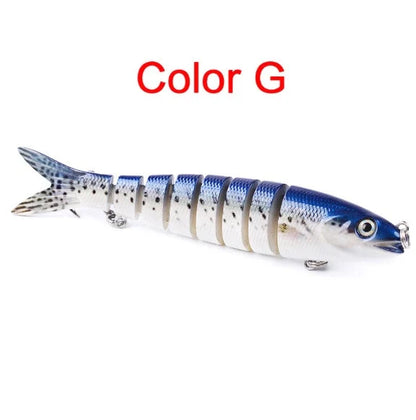 Multi-jointed pike fishing lure with steel ball weight system for enhanced throwing distance