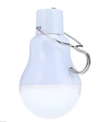 Solar panel LED bulb with warm white light for outdoor garden pathway use, compact size