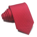 Polyester jacquard striped business tie with arrow point, shown in red, black, and blue colour options