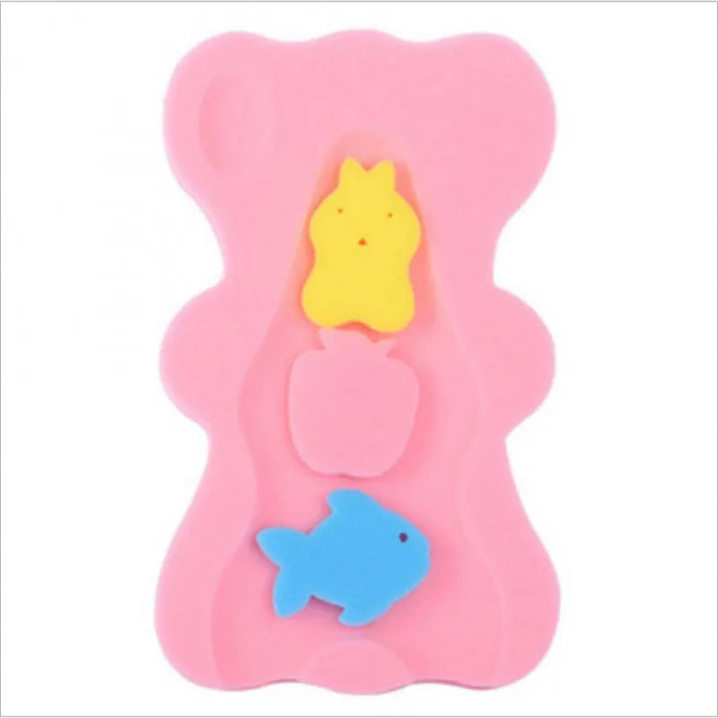 Baby bath sponge non-slip mat in blue – 4.7 cm thick polyurethane cushion with suspended bag design