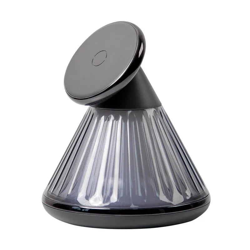 Night table lamp with wireless charging surface in champagne gold metallic finish