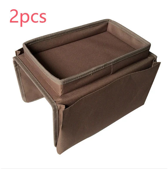 Oxford fabric sofa armrest organizer with multiple pockets for remote controls and magazines